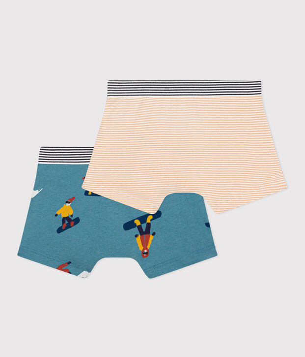 Confezione da 2 boxer bambino in cotone motivo snowboard multicolore