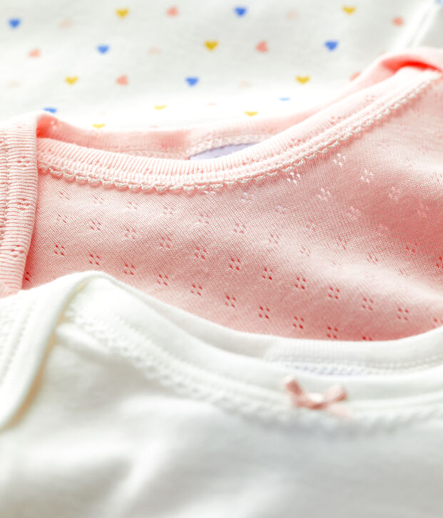 Confezione da 3 body con cuori multicolori a maniche lunghe in cotone multicolore