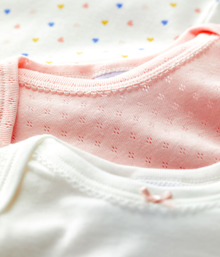 Confezione da 3 body con cuori multicolori a maniche lunghe in cotone multicolore