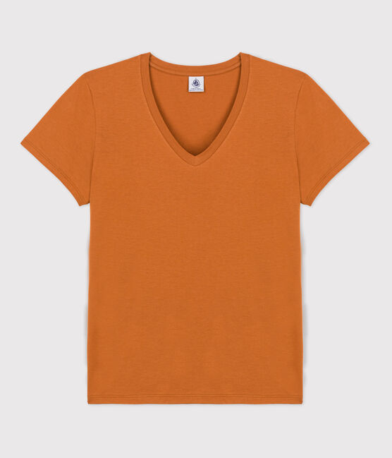T-shirt LE CLASSIQUE in cotone con scollo a V Donna marrone ECUREUIL