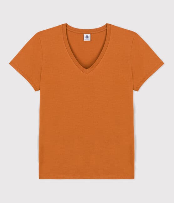 T-shirt LE CLASSIQUE in cotone con scollo a V Donna marrone ECUREUIL
