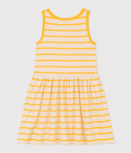 Abito smanicato in cotone bambina giallo AVALANCHE/bianco DAISY