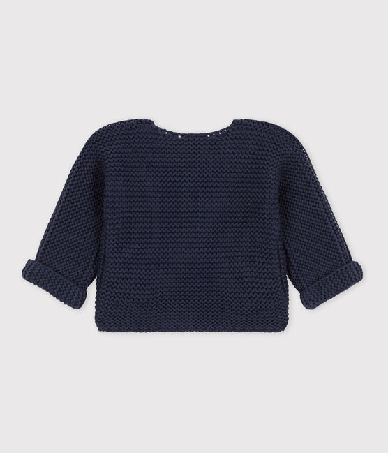 Cardigan bebè in tricot in cotone a punto legaccio blu SMOKING