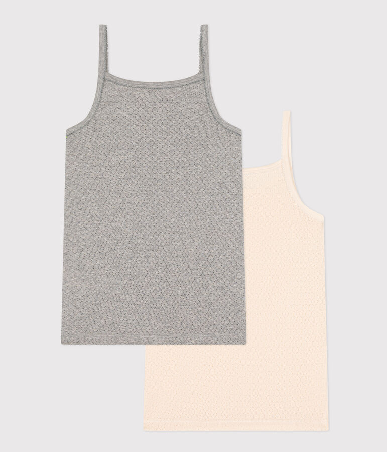 Confezione da 2 canottiere con spalline in cotone traforato donna multicolore