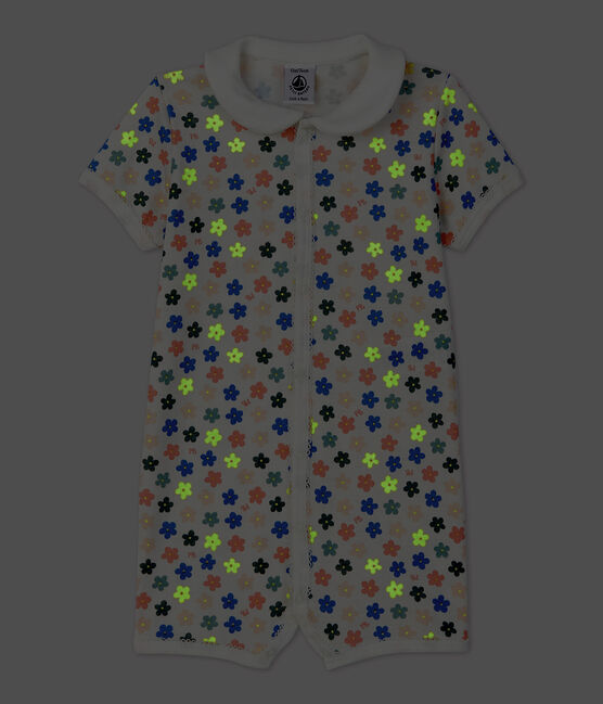 Tutina corta fosforescente bebè in cotone bianco MARSHMALLOW/bianco MULTICO