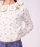T-shirt a maniche lunghe con colletto e stampa a fiori bambina ecru/multicolore