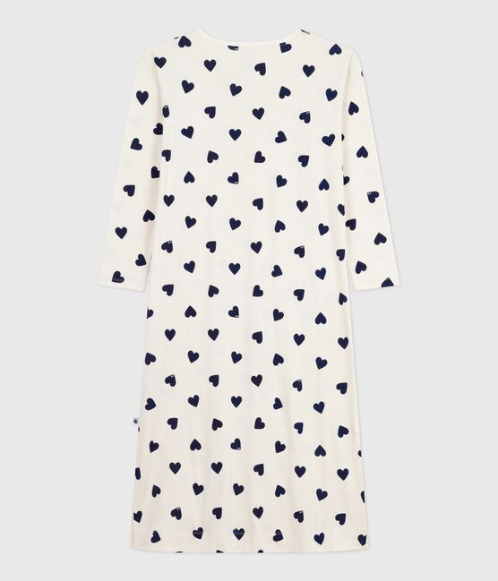 Camicia da notte in cotone con cuori stampati donna blu MILK/ SOIR