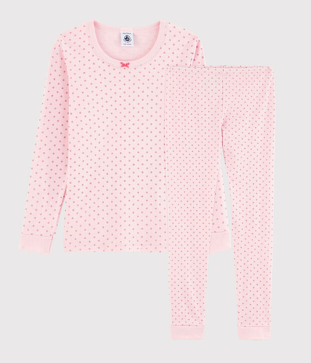 Pigiama snugfit a stelle bambina in cotone rosa/arancione/grigio