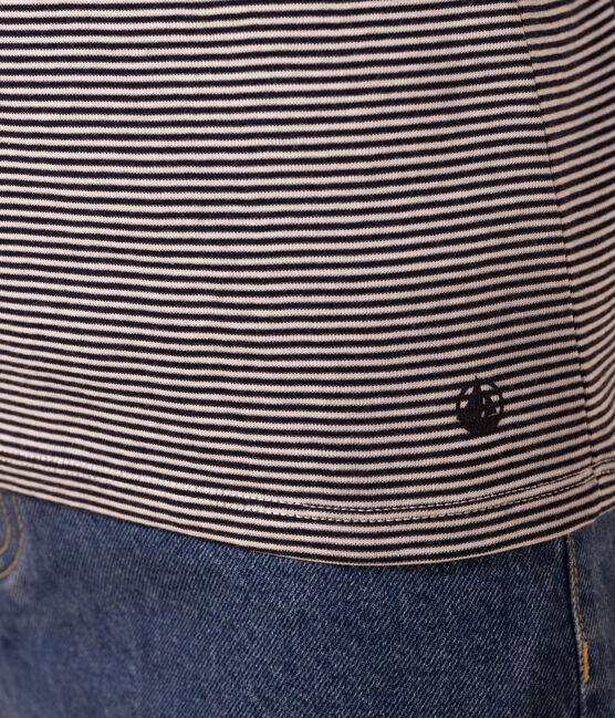 T-shirt dolcevita L'ICONIQUE in cotone Donna blu SMOKING/bianco MARSHMALLOW