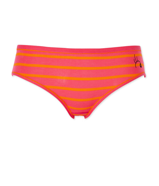Culotte donna rigata in costina originale 1x1 rosa GEISHA/arancione FEU