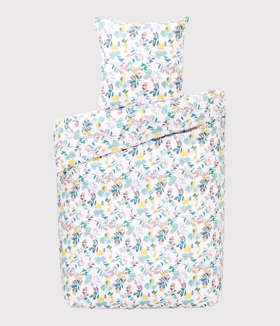 Completo biancheria da letto con motivo giungla in popeline bianco MARSHMALLOW/bianco MULTICO
