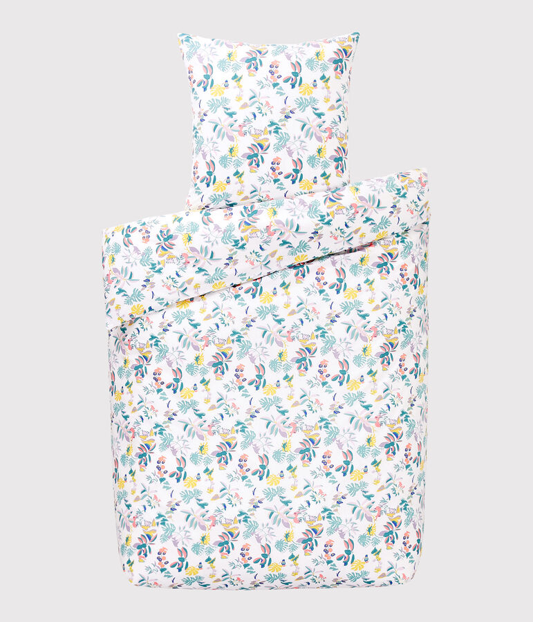 Completo biancheria da letto con motivo giungla in popeline bianco/multicolore