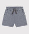 Shorts a righe in jersey fiammato bambina blu MEDIEVAL/bianco MARSHMALLOW