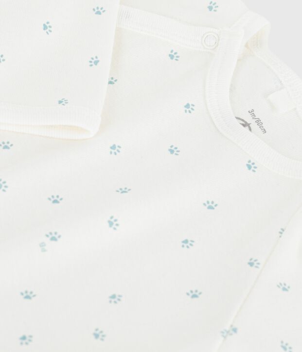 Pigiama in cotone con stampa neonato bianco/blu