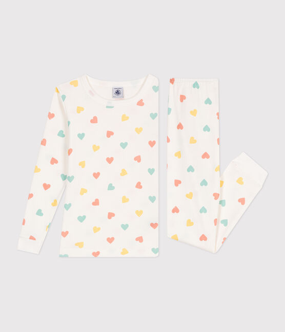 Pigiama per bambini molto aderente in cotone stampato bianco MARSHMALLOW/bianco MULTICO