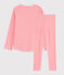 Pigiama millerighe bambina in cotone rosa PEACHY/bianco MARSHMALLOW