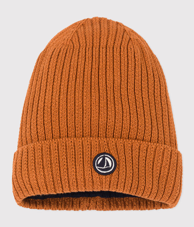 Cappello in maglia con fodera in pile bambino unisex marrone
