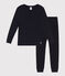 Pigiama tinta unita bambino unisex in cotone e Lyocell blu SMOKING