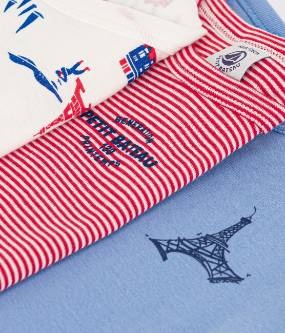 Confezione da 3 t-shirt manica corta fantasia Parigi bambino in cotone variante 1