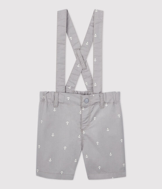 Shorts con bretelle in tessuto serge bebè maschio grigio CONCRETE/bianco MARSHMALLOW