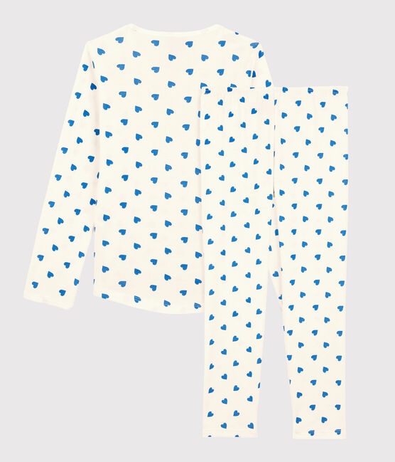 Pigiama fiori blu bambina in cotone bianco MARSHMALLOW/blu BRASIER