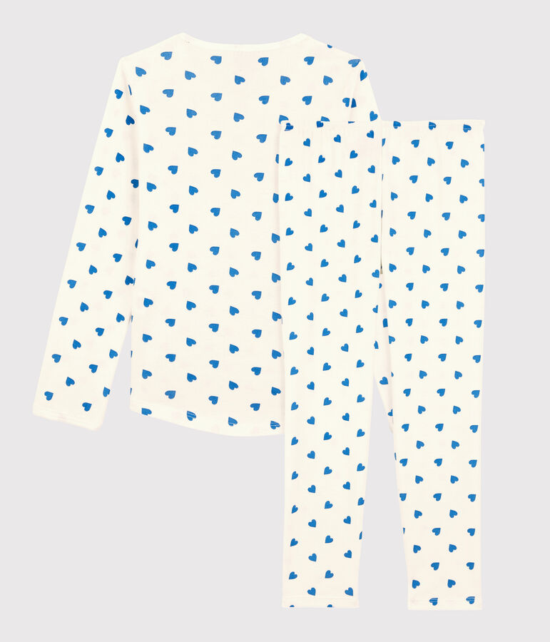 Pigiama fiori blu bambina in cotone bianco MARSHMALLOW/blu BRASIER