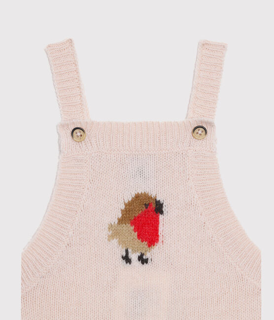 Salopette lunga bebè maschio in tricot di lana, nylon e alpaca. rosa FLEUR