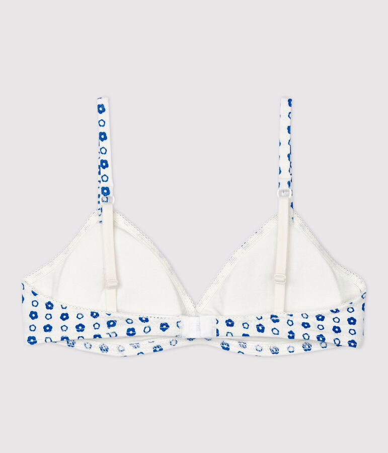 Reggiseno imbottito cuore rosso ragazza in cotone biologico e elastan bianco/blu