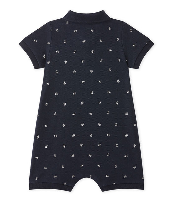 Tutina con colletto a polo bebé bambino stampata blu SMOKING/bianco FETA