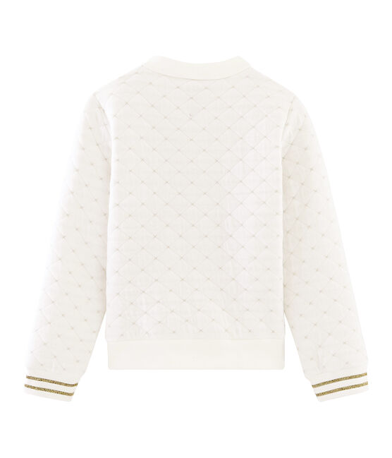 Cardigan in tubique trapuntato bambina bianco MARSHMALLOW