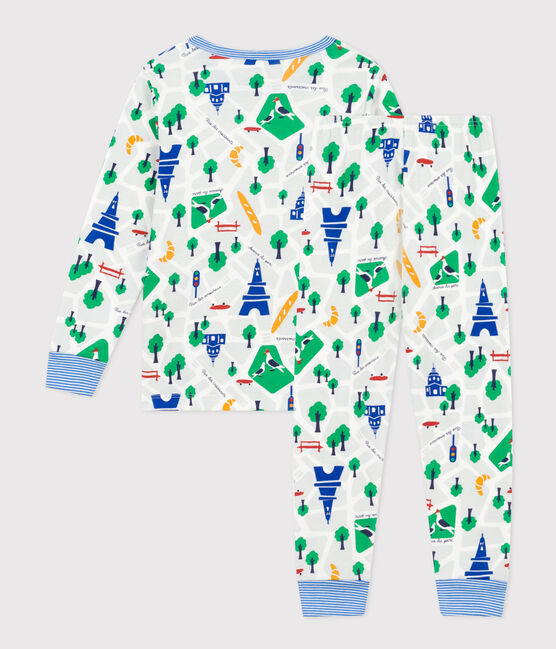 Pigiama bambino fantasia Parigi in cotone bianco MARSHMALLOW/bianco MULTICO
