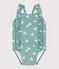 Costume da bagno intero con stampa floreale e volant neonato blu PAUL/bianco MARSHMALLOW
