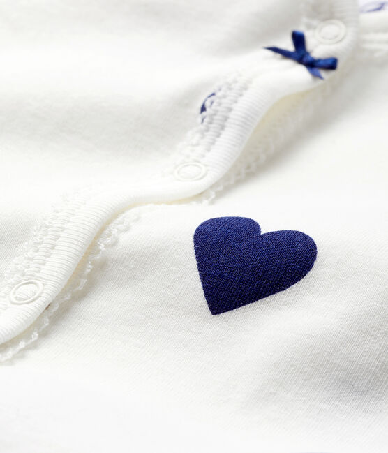 Tutina pigiama bimba-maschio a costine bianco MARSHMALLOW/blu MEDIEVAL