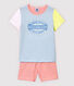 Pigiama corto millerighe colorate bambina in cotone