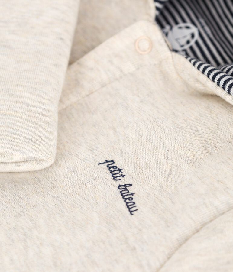 Tutina imbottita con cappuccio e piedini tinta unita neonato beige