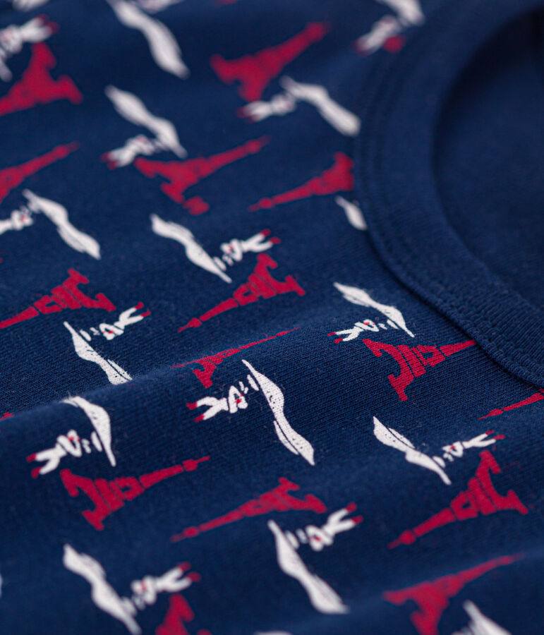 Pigiama corto Parigi bambino in cotone blu/multicolore