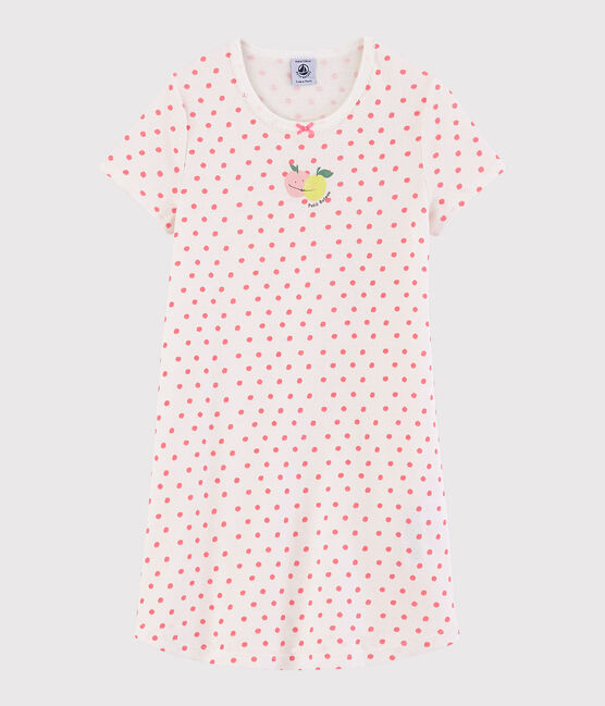 Camicia da notte a pois rosa bambina in cotone bianco MARSHMALLOW/rosa GRETEL