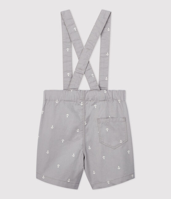 Shorts con bretelle in tessuto serge bebè maschio grigio CONCRETE/bianco MARSHMALLOW