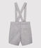 Shorts con bretelle in tessuto serge bebè maschio grigio CONCRETE/bianco MARSHMALLOW