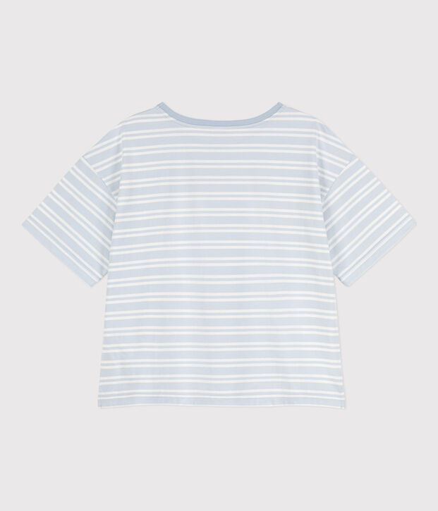 T-shirt LE BOXY in cotone donna blu/bianco