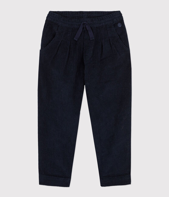 Pantaloni in velluto a coste bambino blu SMOKING