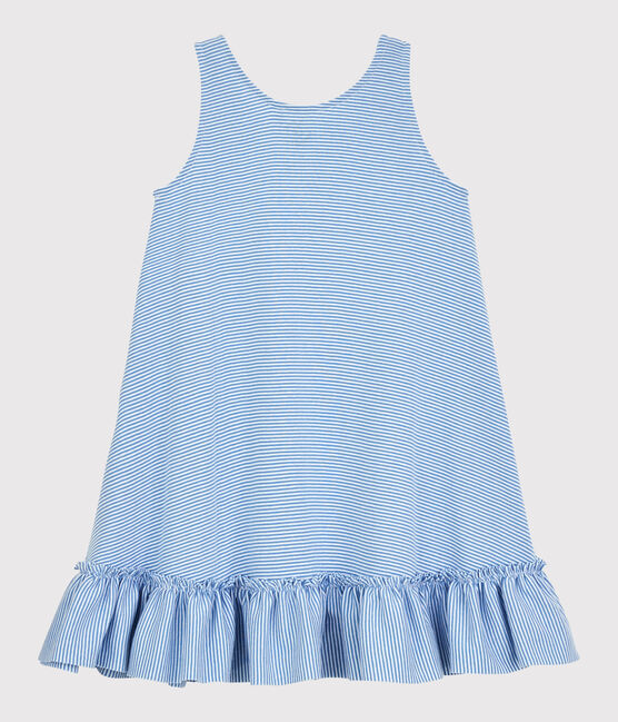 Abito Soledad Bravi in cotone biologico bambina blu ALASKA/bianco ECUME