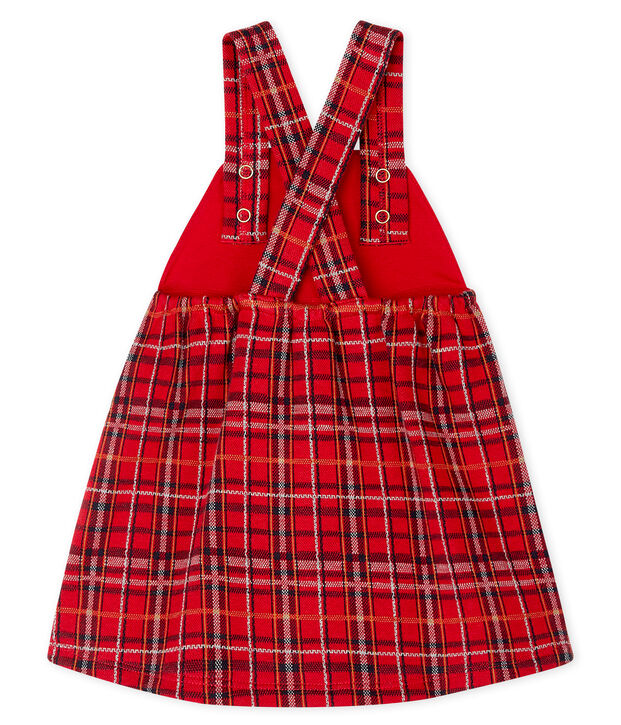 Abito salopette bambina a scacchi rosso/multicolore