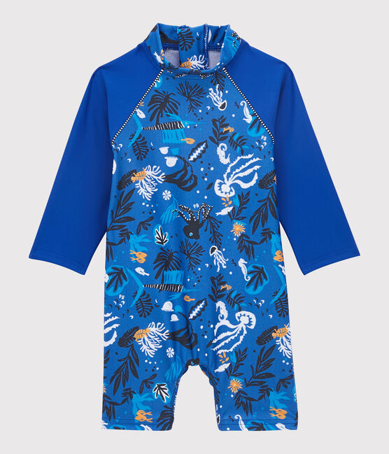 Tuta anti-UV ecoresponsabile bebè maschio blu SURF/bianco MULTICO