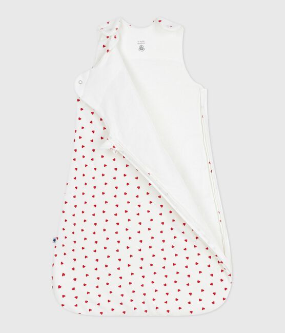 Sacco nanna in ciniglia con stampa a cuori neonato TOG 3 bianco MARSHMALLOW/rosso TERKUIT