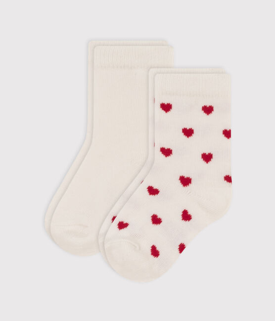 Confezione da 2 paia di calzini bebè in jersey di cotone a cuori variante 1