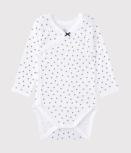Body nascita femmina a maniche lunghe stampato bianco ECUME/blu MEDIEVAL