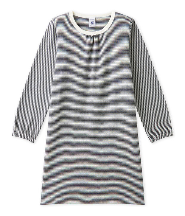 Camicia da notte per bambina millerighe blu/bianco
