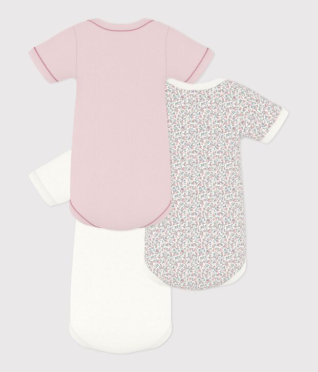 Set di body a maniche corte in cotone con stampa a fiori neonata multicolore