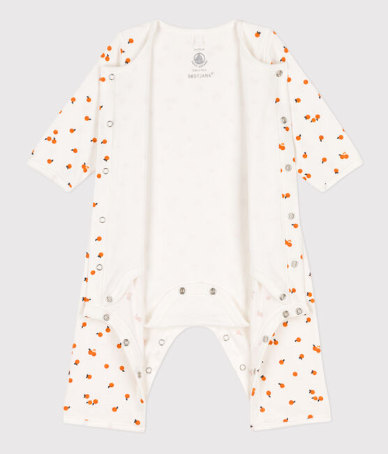 Bodyjama stampato in cotone bianco MARSHMALLOW/ ORANGE